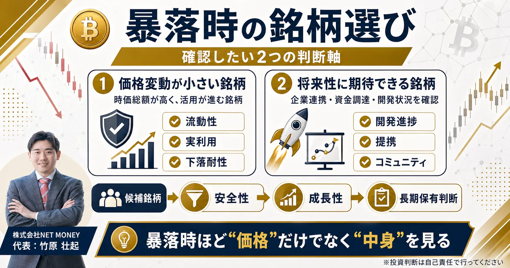 ビットコインの暴落時に買う銘柄の選び方と判断軸