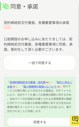 同意・承諾画面