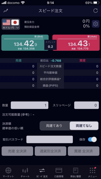 SBI証券 FXアプリ(スピード注文)