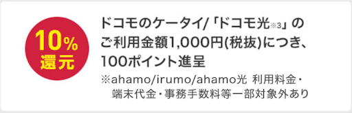 毎月のドコモのケータイとドコモ光の利用料金に対して、10.0%ポイント還元される