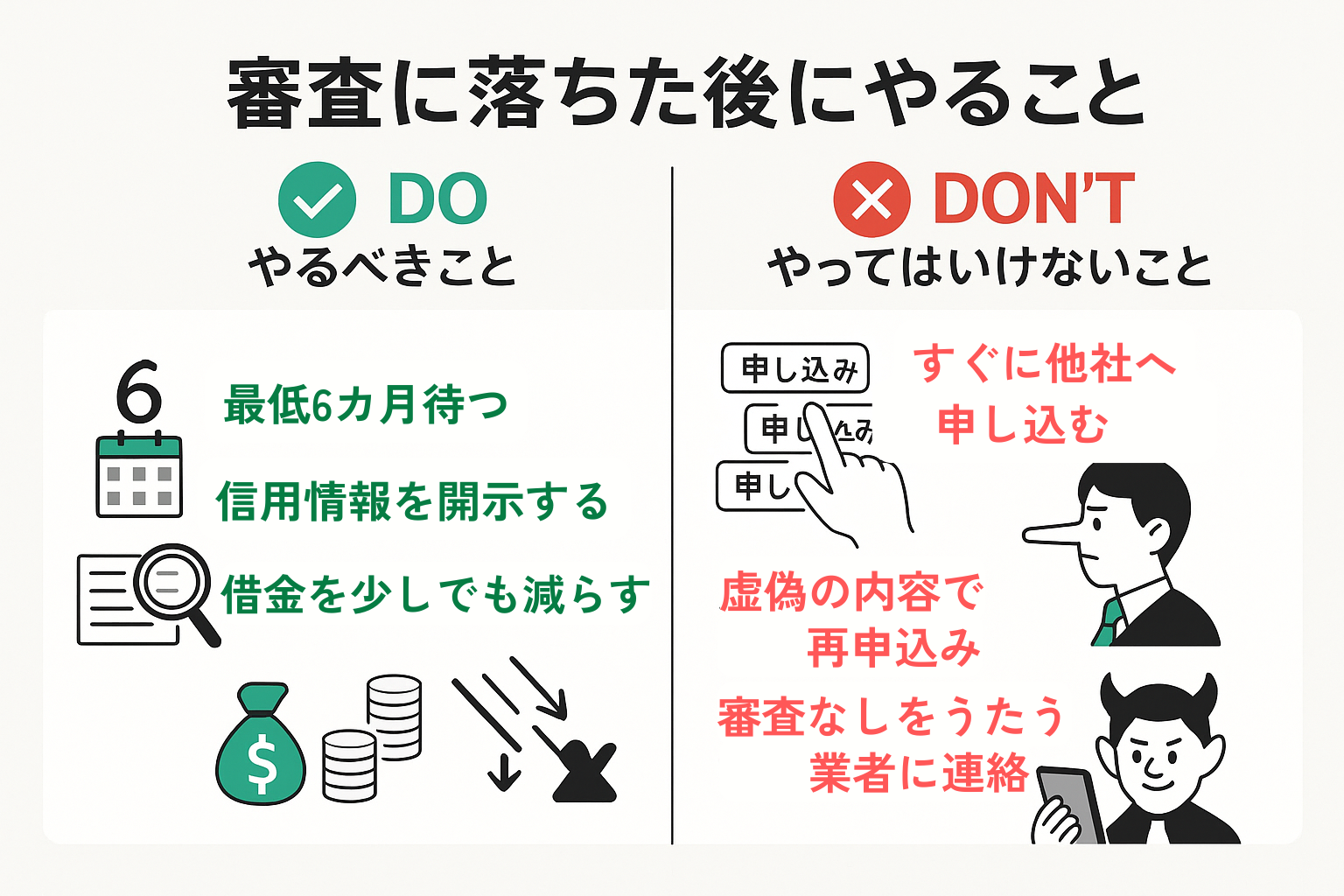 審査落ち後の対処イメージ