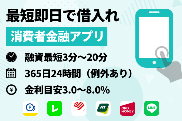 即日で借りたい人は「消費者金融アプリ」