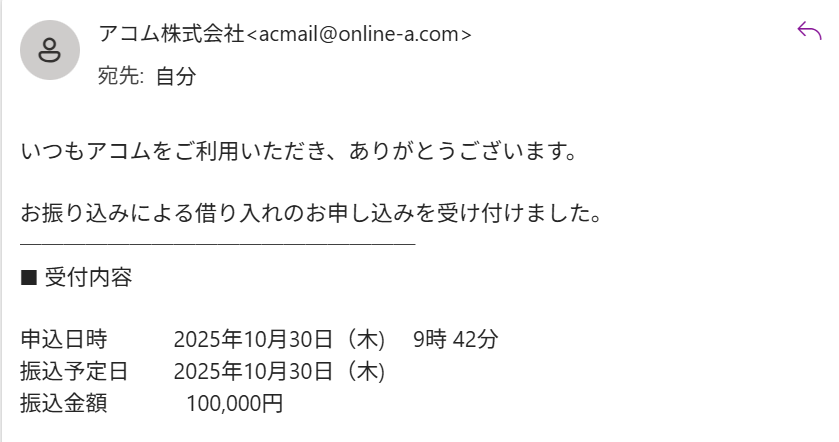 アコムの借入申込み表