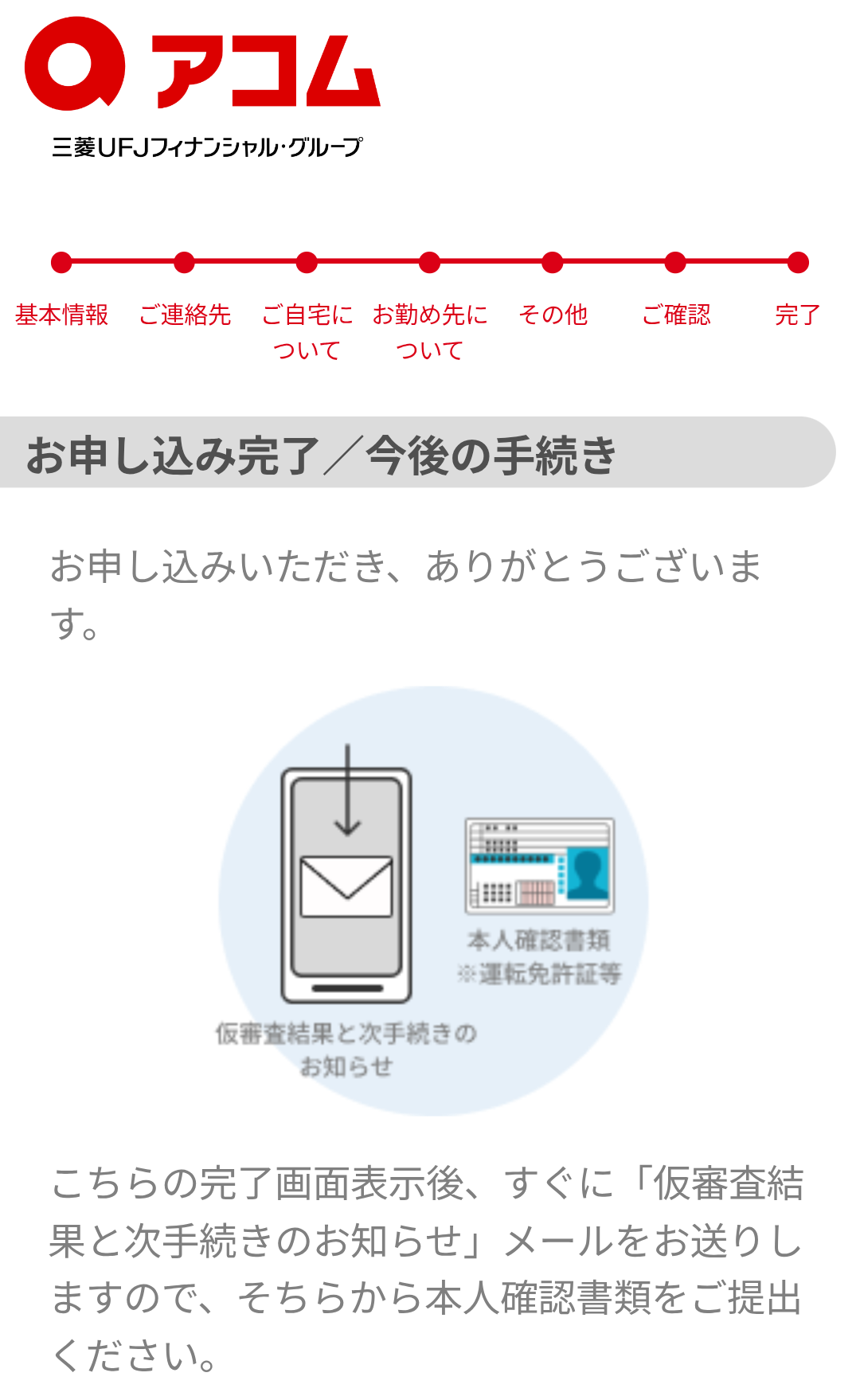 カードローン・アコムの借入契約の実際の画像