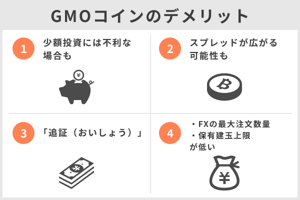 GMOコインのデメリット