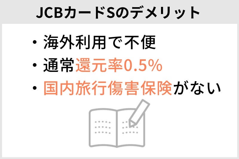 JCBカードSのデメリット3つ