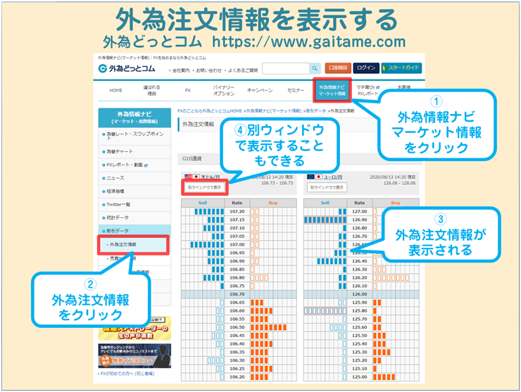 外為注文情報の基本的な見方