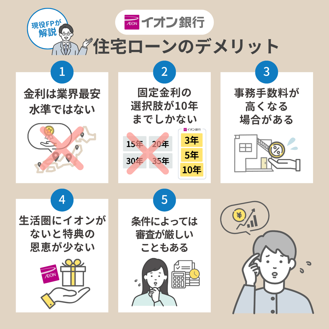 イオン銀行の住宅ローンのデメリット5個を現役FPが解説