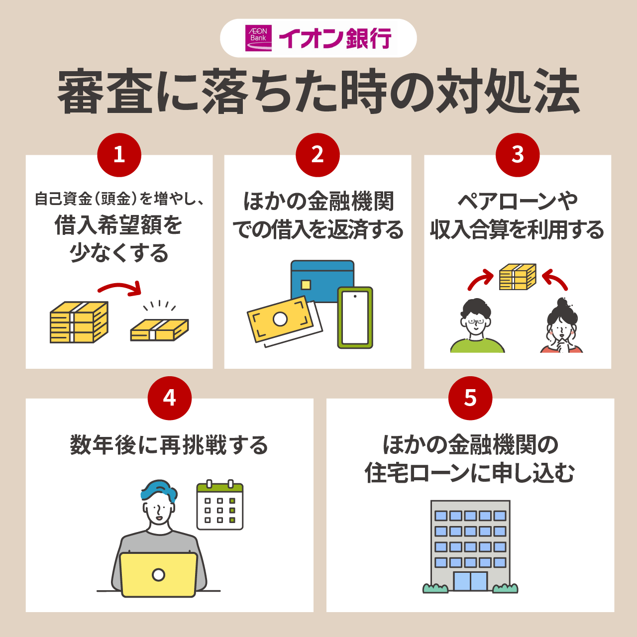 イオン銀行の住宅ローンに落ちた時の対処法