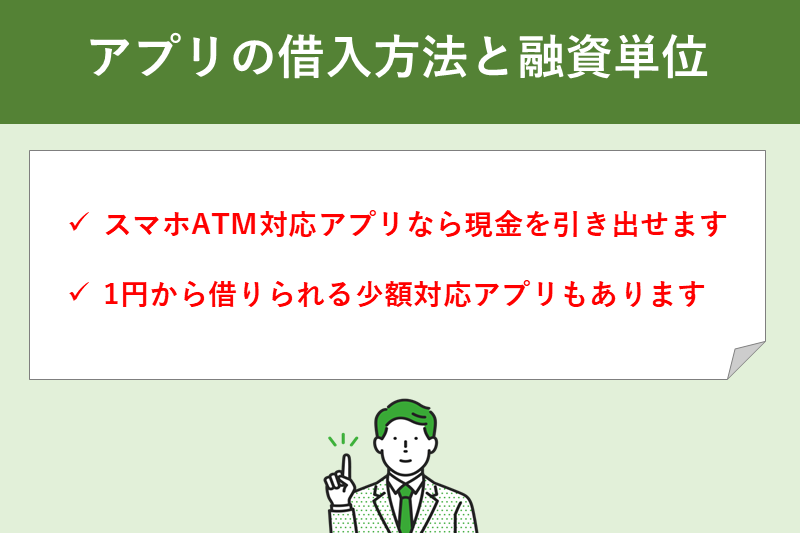 ローンアプリの借入方法や融資単位の違いを解説