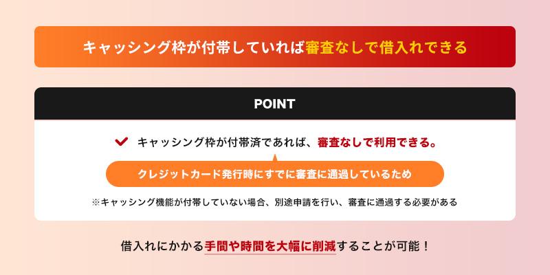 クレジットカードにキャッシング枠が付帯していれば審査なしで借入れできる