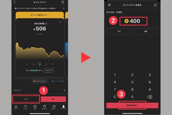ビットコイン売却確認画面