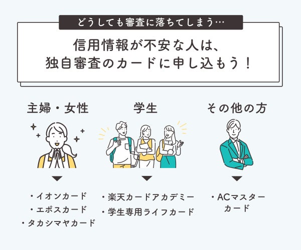 信用情報が不安な人は、独自審査のカードに申し込もう。属性別のおすすめなクレジットカード