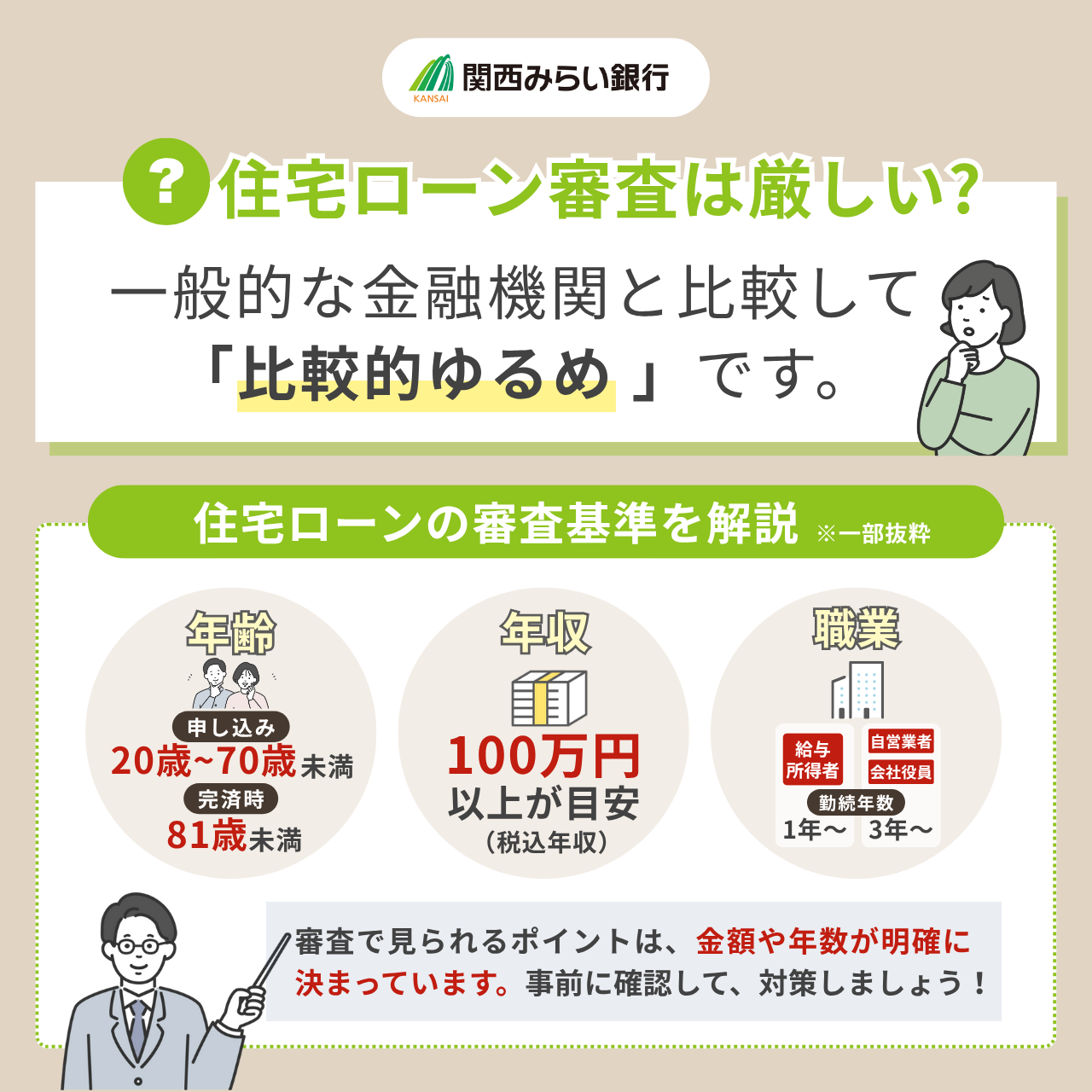 関西みらい銀行の住宅ローン審査は厳しい?審査基準を解説