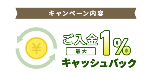 ご入金で最大1%キャッシュバックキャンペーン