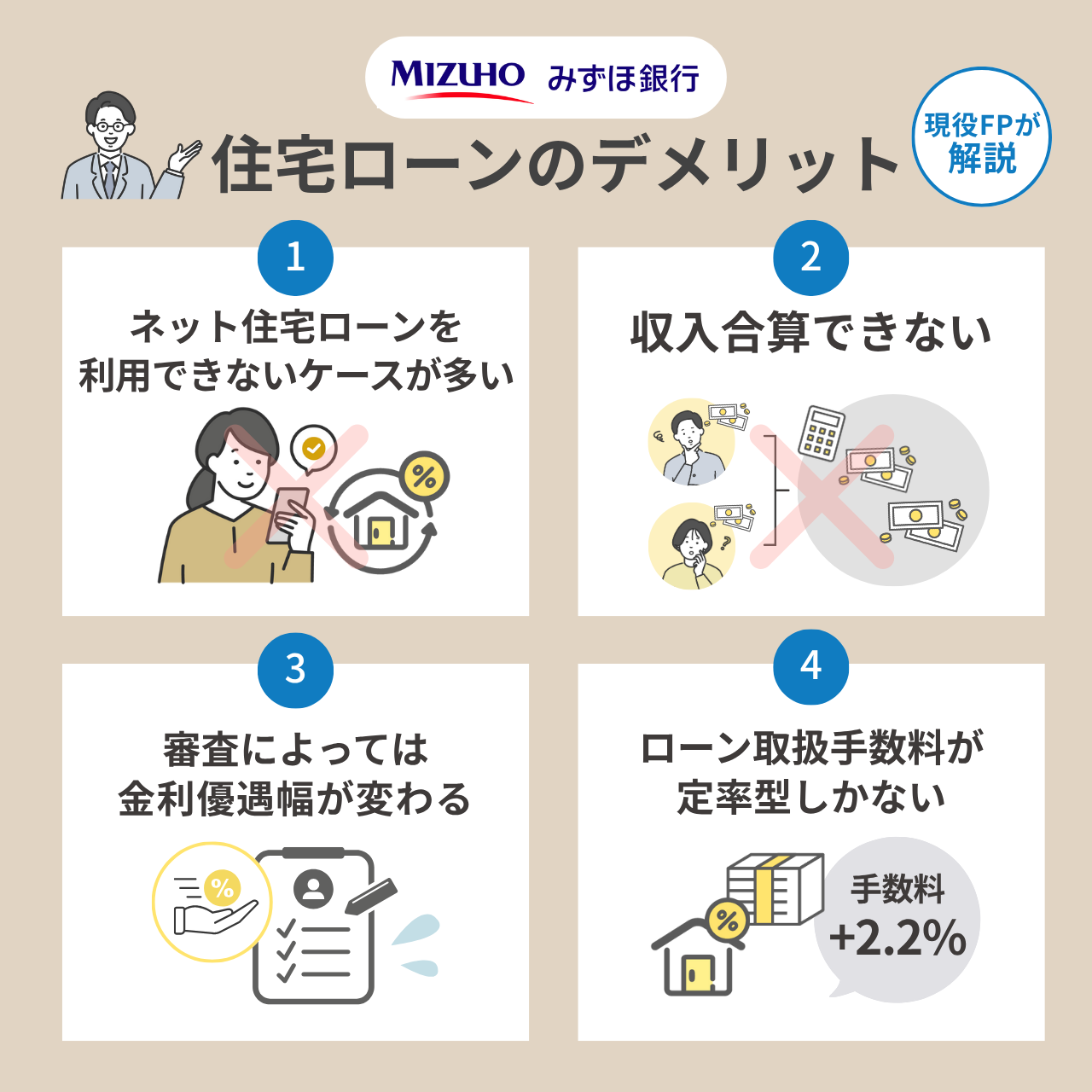 みずほ銀行の住宅ローンのデメリット4個を現役FPが解説