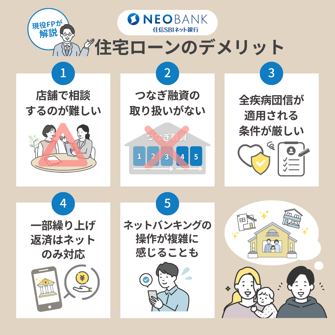 住信SBIネット銀行の住宅ローンのデメリット5個を現役FPが解説