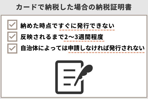 クレジットカード使用時の納税証明書は?