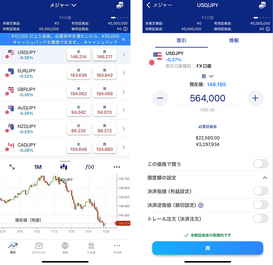 Plus500証券のスマホアプリ