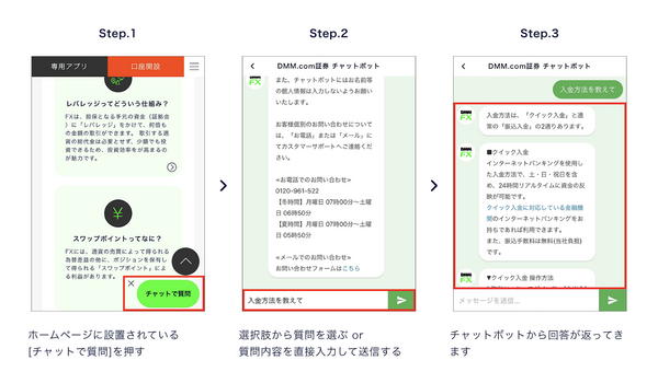 DMM FX_チャットボットの利用方法
