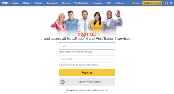 MQL5 Communityへサインアップ