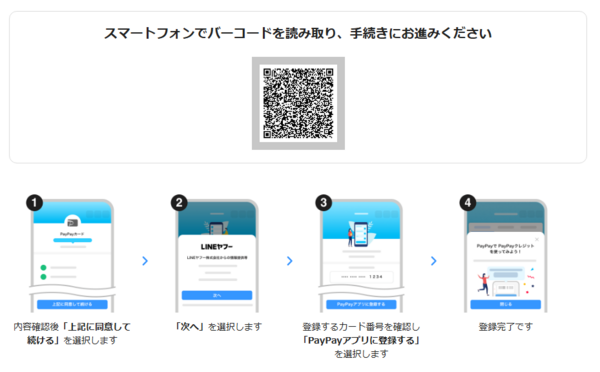 PayPayカードをPayPayアプリに登録するステップ